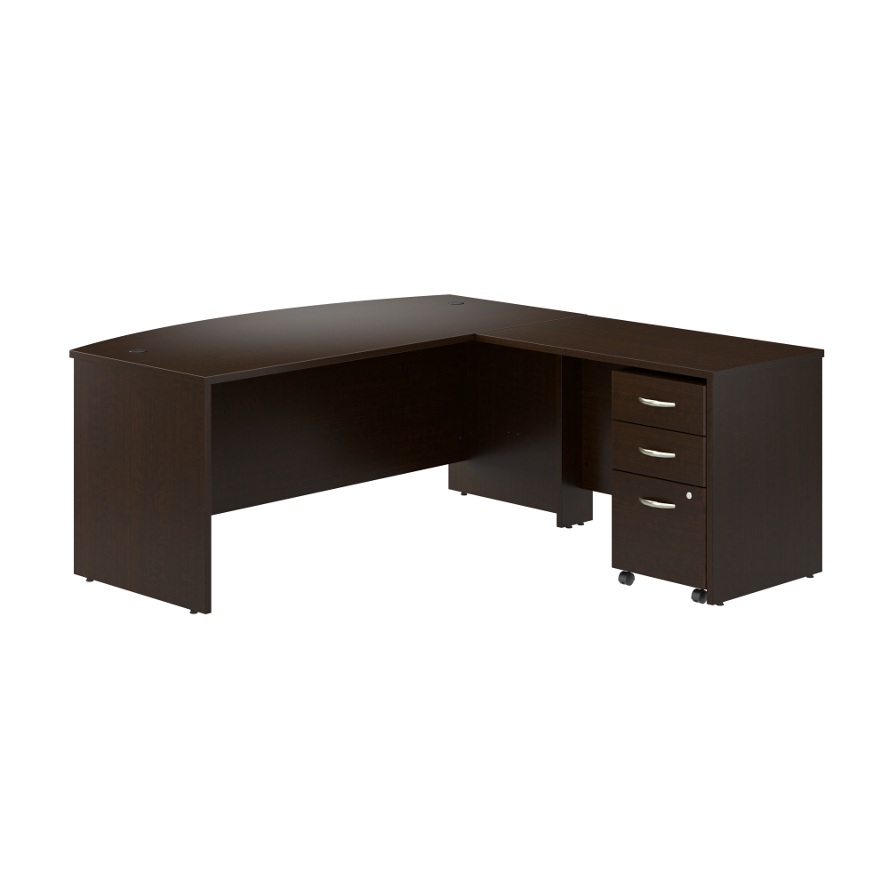 Shop Bush Business Furniture Series C 72W Bow Front L Shaped Desk with 42W Return and Mobile File Cabinet, Image 01, SRC167MRSU, #color_mocha cherry