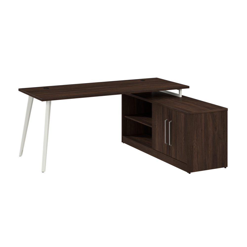 Shop Bush Business Furniture Vista 72W L Shaped Desk with Splayed Metal Legs and Low Storage Cabinet, Image 01, VST005BW, #color_black walnut