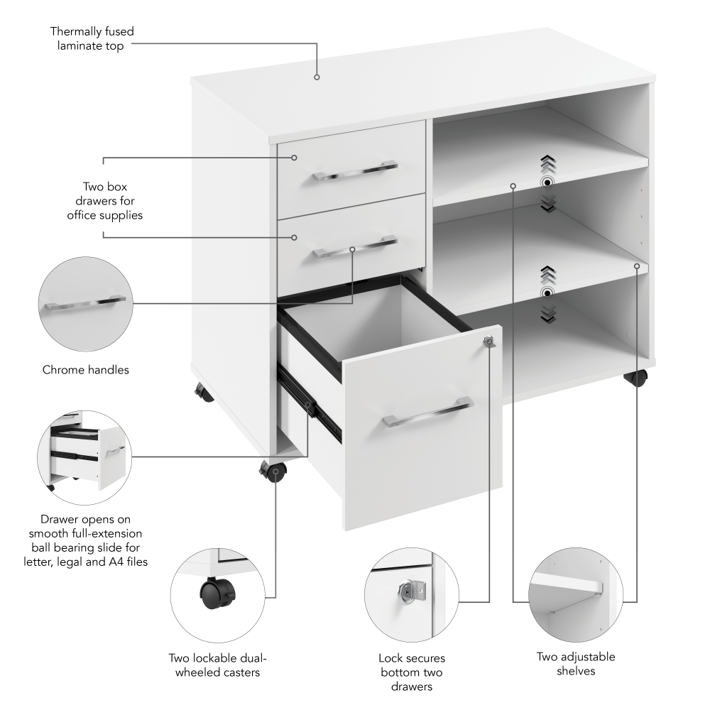 Shop Bush Business Furniture Hustle Office Storage Cabinet with Wheels, Image 08, HUF140WH, #color_white
