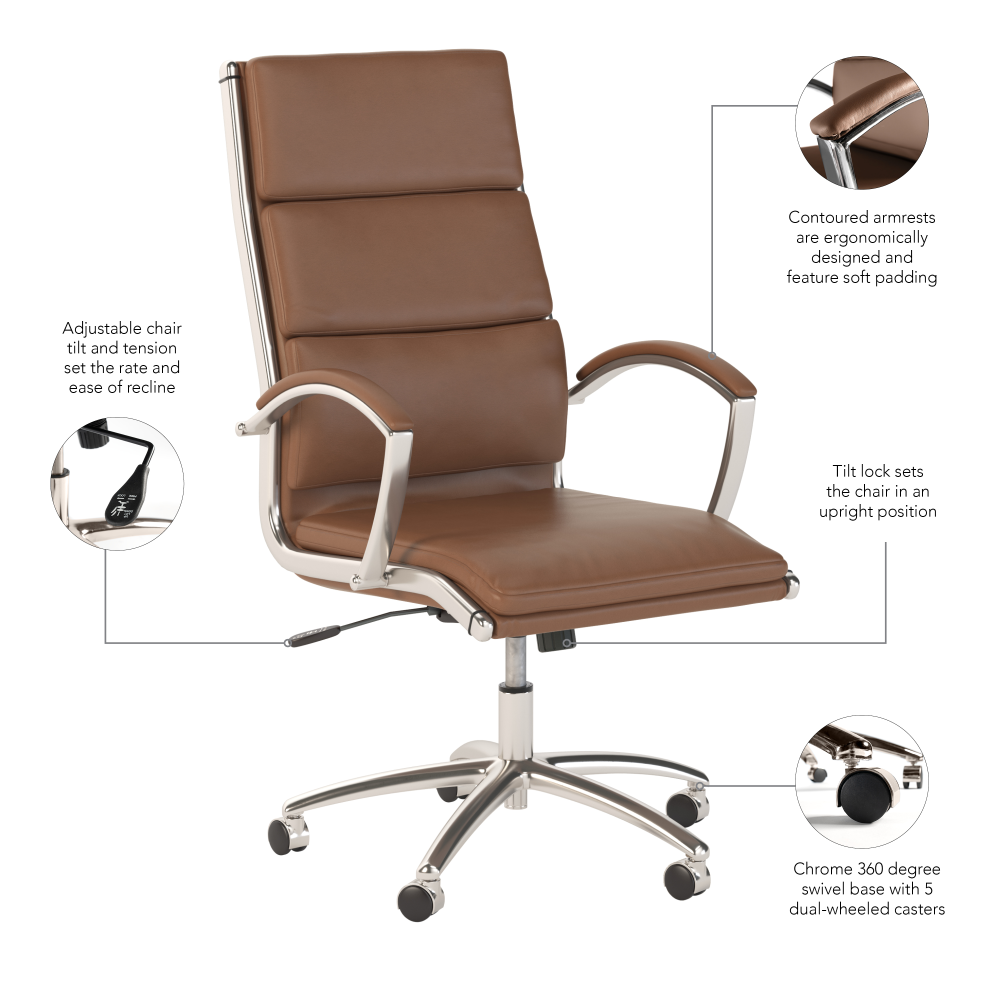 Shop Bush Business Furniture Modelo High Back Leather Executive Office Chair, Image 07, CH1701SDL-03, #color_saddle leather