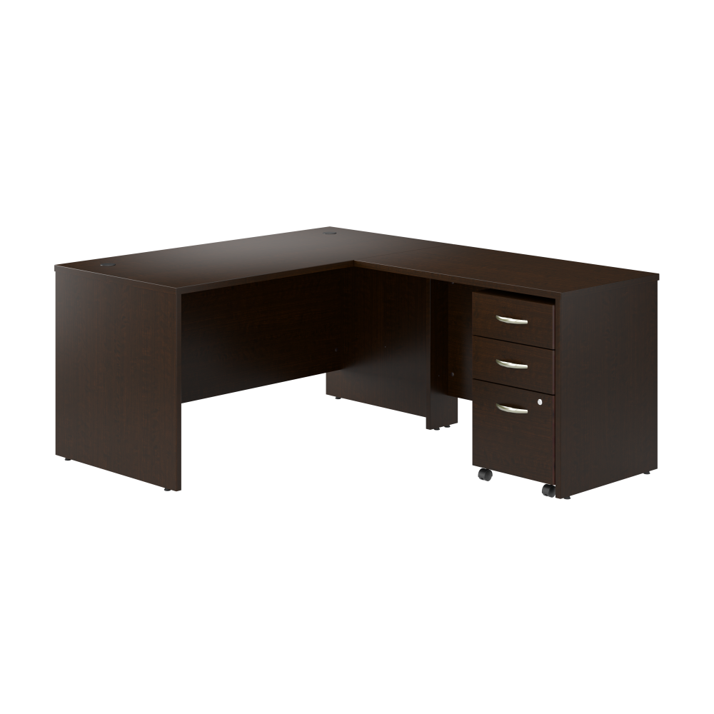 Shop Bush Business Furniture Series C 60W L Shaped Desk with 42W Return and Mobile File Cabinet, Image 01, SRC168MRSU, #color_mocha cherry