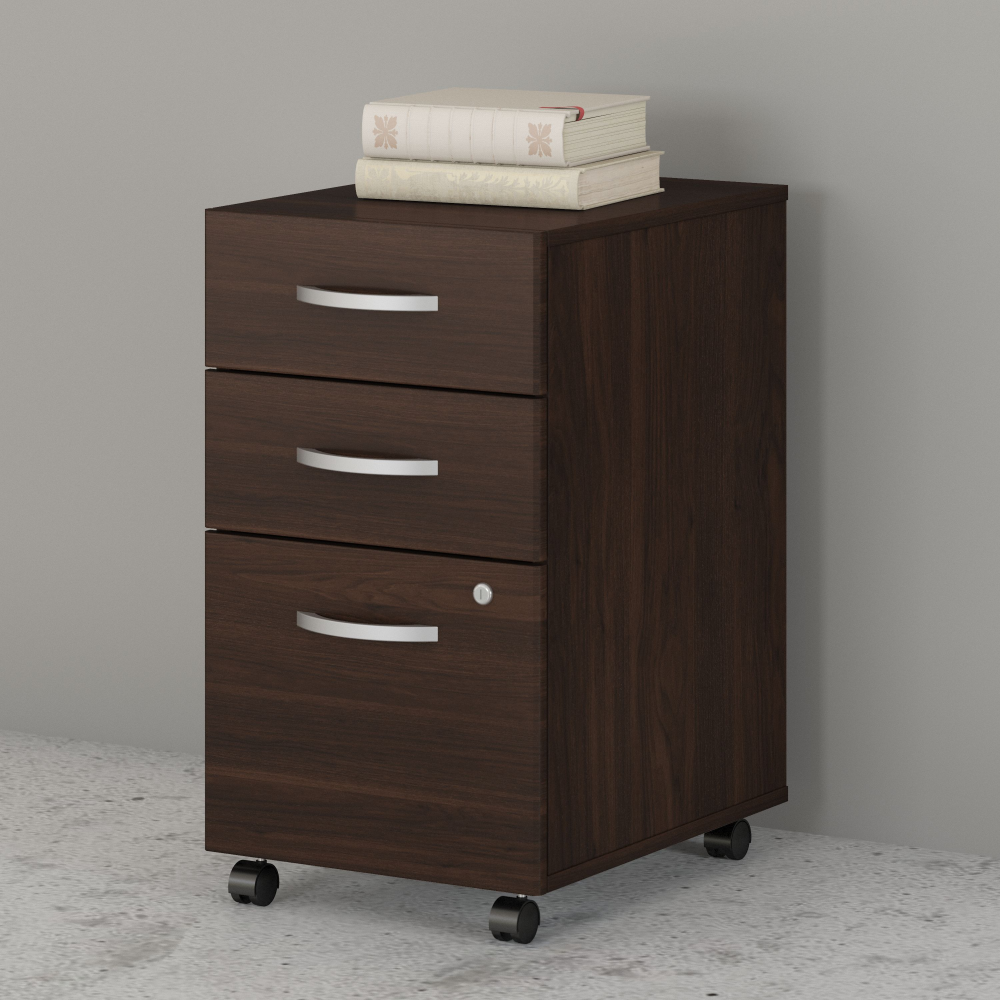 Shop Bush Business Furniture Studio C 3 Drawer Mobile File Cabinet, Image 02, SCF216BWSU, #color_black walnut