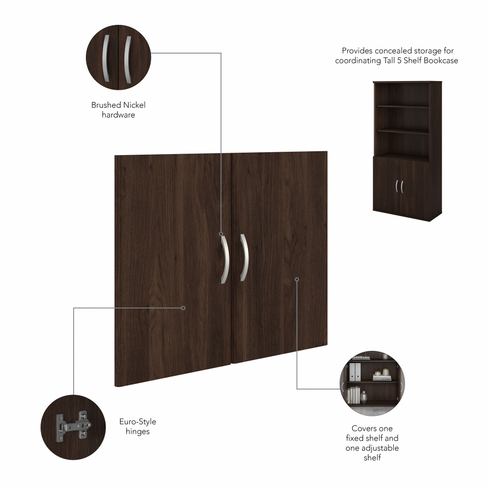 Shop Bush Business Furniture Studio C Tall 5 Shelf Bookcase with Doors, Image 07, STC015BW, #color_black walnut