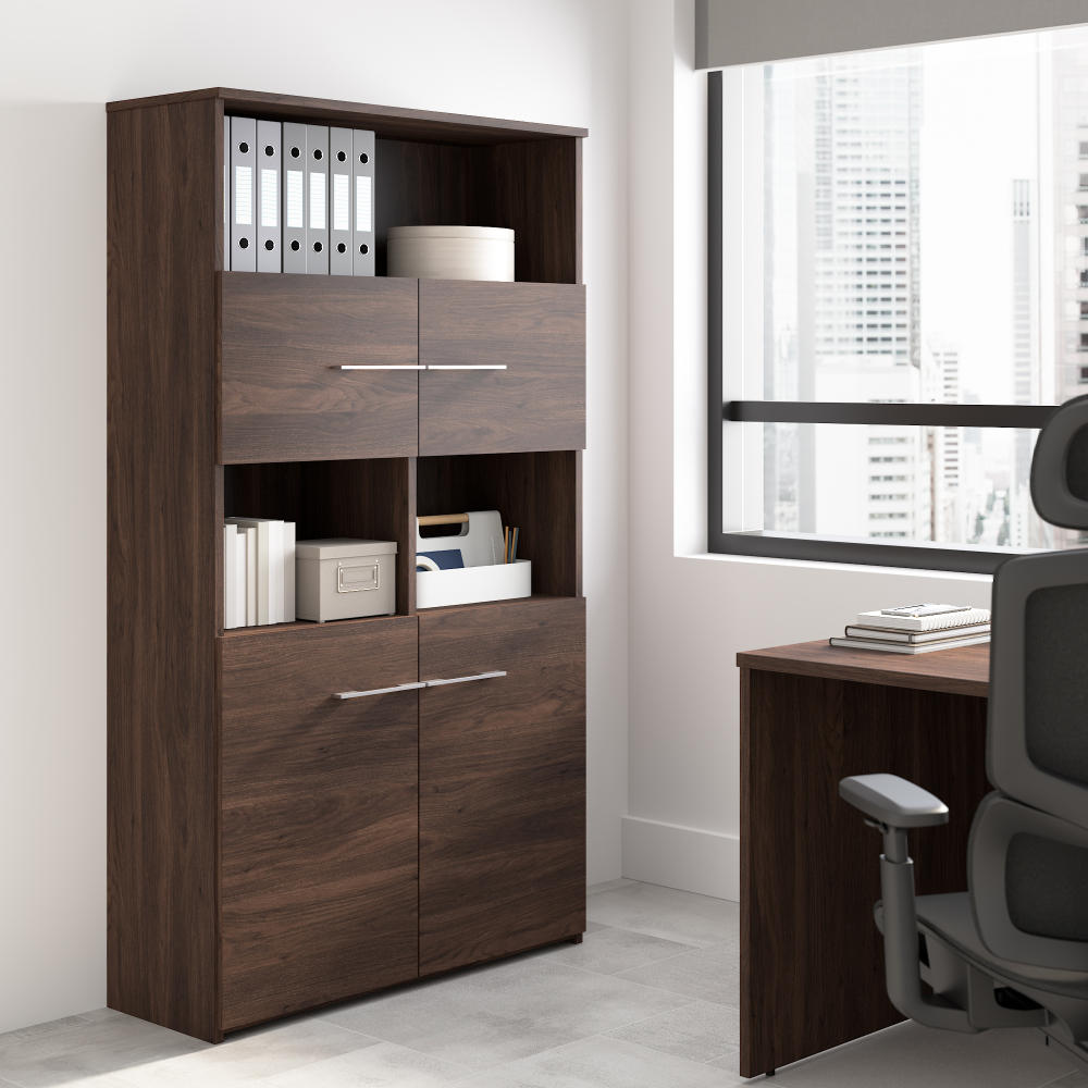 Shop Bush Business Furniture Office 500 36W Bookcase Hutch, Image 02, OFH136BW, #color_black walnut