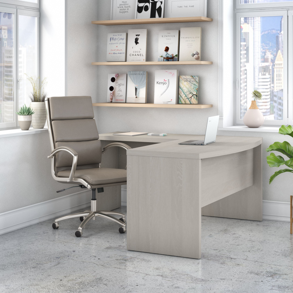 Shop Bush Business Furniture Echo L Shaped Bow Front Desk, Image 02, ECH025GS, #color_gray sand