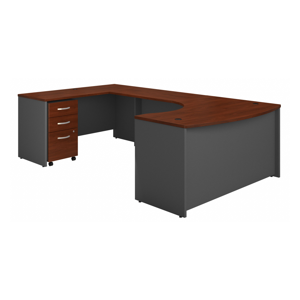 Shop Bush Business Furniture Series C 60W Left Handed Bow Front U Shaped Desk with Mobile File Cabinet, Image 01, SRC090HCSU, #color_hansen cherry/graphite gray