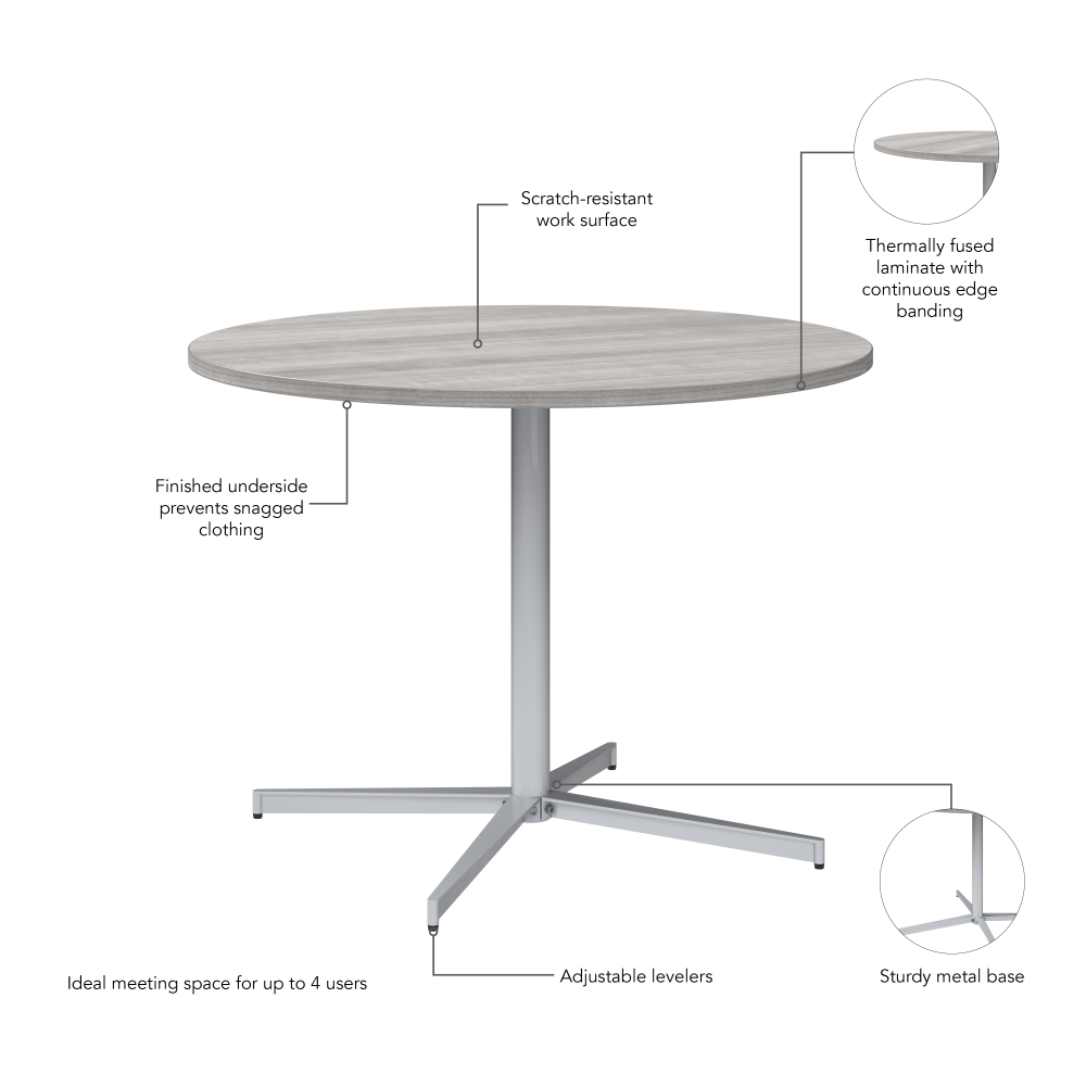 Shop Bush Business Furniture 42-inch Round Conference Table with Metal Base, Image 05, 99XTB42RPG, #color_platinum gray/cool gray metallic