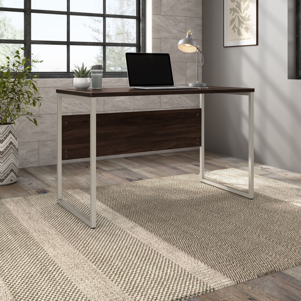 Shop Bush Business Furniture Hybrid 48W x 24D Computer Table Desk with Metal Legs, Image 02, HYD148BW, #color_black walnut