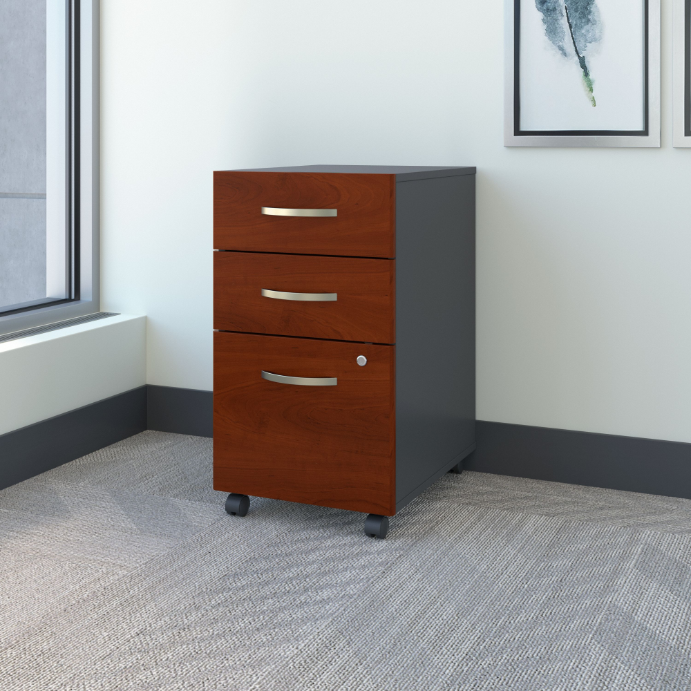 Shop Bush Business Furniture Series C 3 Drawer Mobile File Cabinet, Image 02, WC24453, #color_hansen cherry/graphite gray