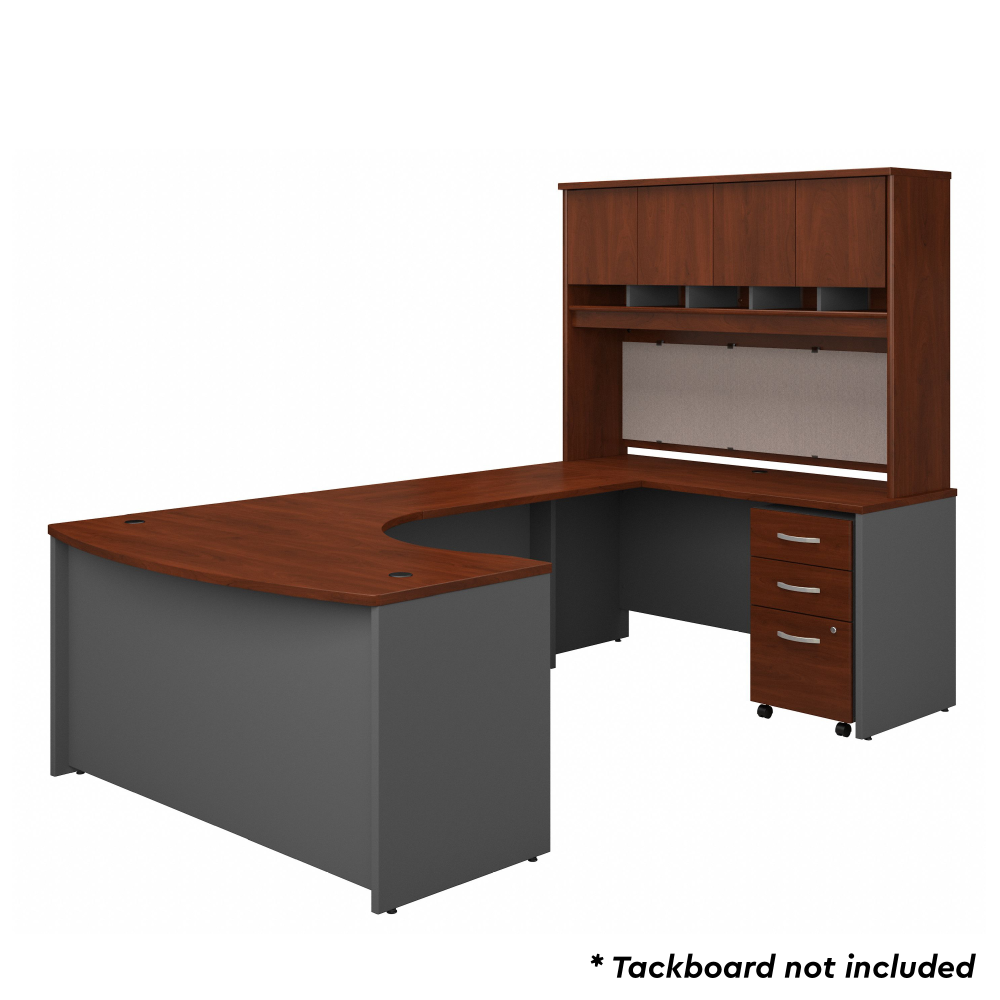 Shop Bush Business Furniture Series C 60W Right Handed Bow Front U Shaped Desk with Hutch and Storage, Image 03, SRC092HCSU, #color_hansen cherry/graphite gray