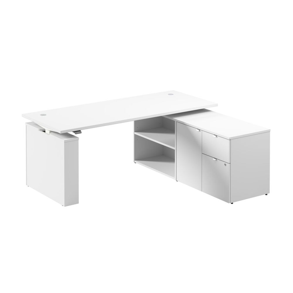 Shop Bush Business Furniture Stratus 72W x 30D Electric Height Adjustable Standing Desk with Storage, Image 01, SUT020WH, #color_white