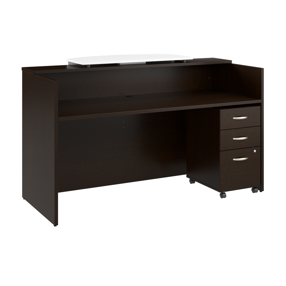 Shop Bush Business Furniture Arrive 72W x 30D Reception Desk with Counter and Mobile File Cabinet, Image 01, ARV008MR, #color_mocha cherry