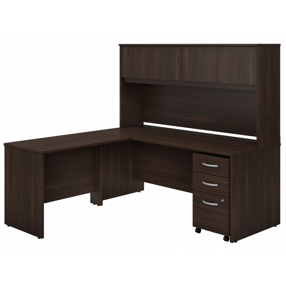 Shop Bush Business Furniture Studio C 72W x 30D L Shaped Desk with Hutch, Mobile File Cabinet and 42W Return, Image 01, STC006BWSU, #color_black walnut