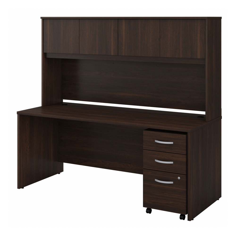 Shop Bush Business Furniture Studio C 72W x 30D Office Desk with Hutch and Mobile File Cabinet, Image 01, STC011BWSU, #color_black walnut
