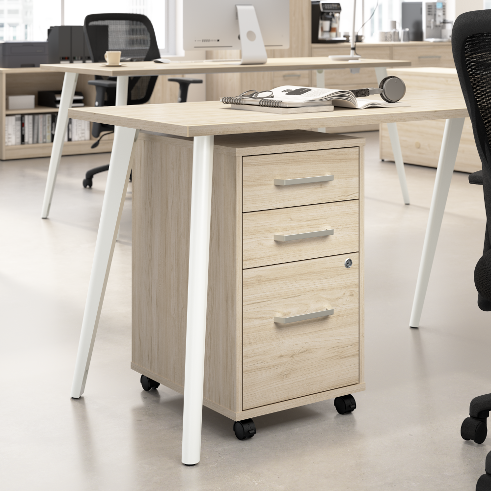 Shop Bush Business Furniture Vista 3 Drawer Mobile File Cabinet, Image 02, VSF116NESU, #color_natural elm