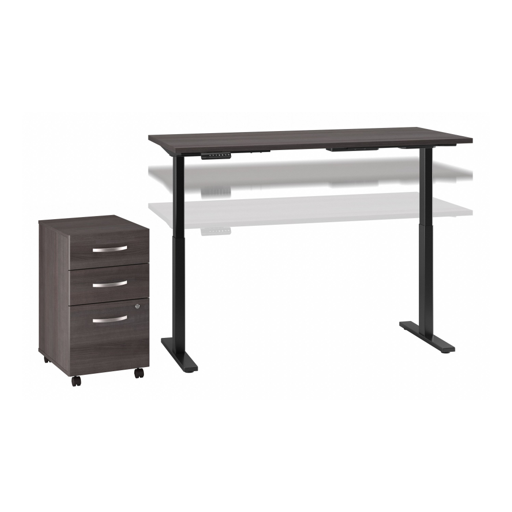 Shop Move 60 Series by Bush Business Furniture 72W x 30D Height Adjustable Standing Desk with Storage, Image 01, M6S006SGSU, #color_storm gray/black powder coat