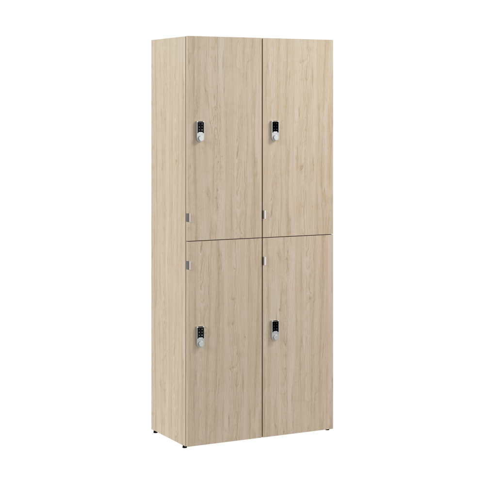 Shop Bush Business Furniture Assure Two Tier 4 Door Storage Lockers with Keypad Locks, Image 01, AUS130NEK, #color_natural elm