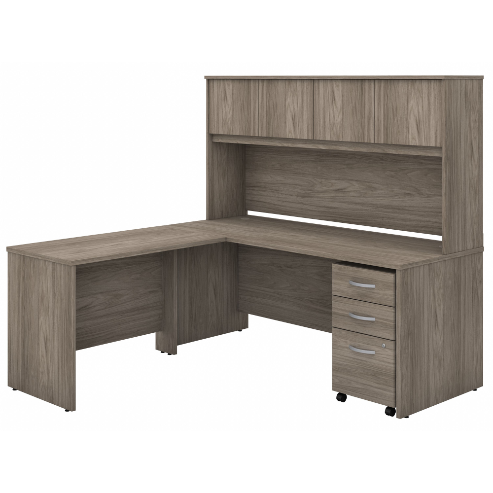Shop Bush Business Furniture Studio C 72W x 30D L Shaped Desk with Hutch, Mobile File Cabinet and 42W Return, Image 01, STC006MHSU, #color_modern hickory