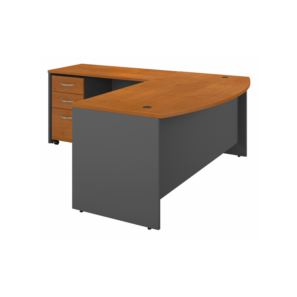 Shop Bush Business Furniture Series C 72W Bow Front L Shaped Desk with 48W Return and Mobile File Cabinet, Image 03, SRC084NCSU, #color_natural cherry/graphite gray