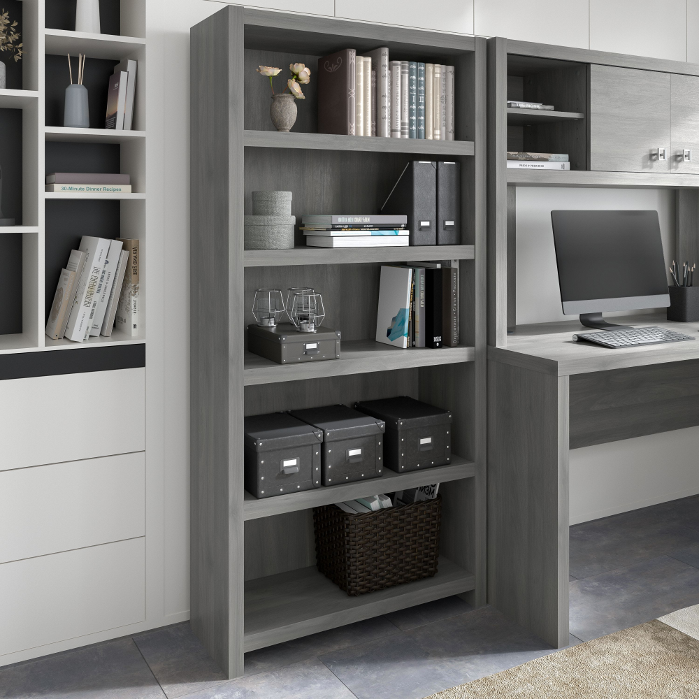 Shop Bush Business Furniture Echo 5 Shelf Bookcase, Image 02, KI60404-03, #color_modern gray