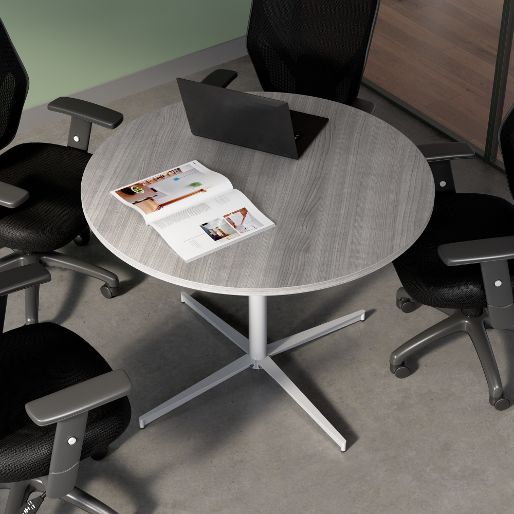 Shop Bush Business Furniture 42-inch Round Conference Table with Metal Base, Image 03, 99XTB42RPG, #color_platinum gray/cool gray metallic