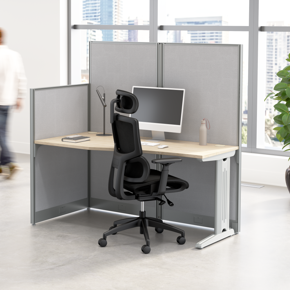 Shop Bush Business Furniture Office in an Hour 65-inch Straight Cubicle Desk, Image 02, WC36592-03K, #color_natural elm