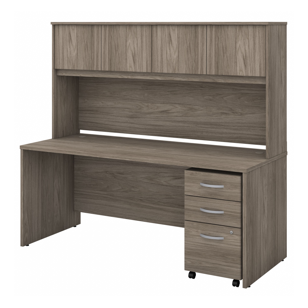 Shop Bush Business Furniture Studio C 72W x 30D Office Desk with Hutch and Mobile File Cabinet, Image 01, STC011MHSU, #color_modern hickory