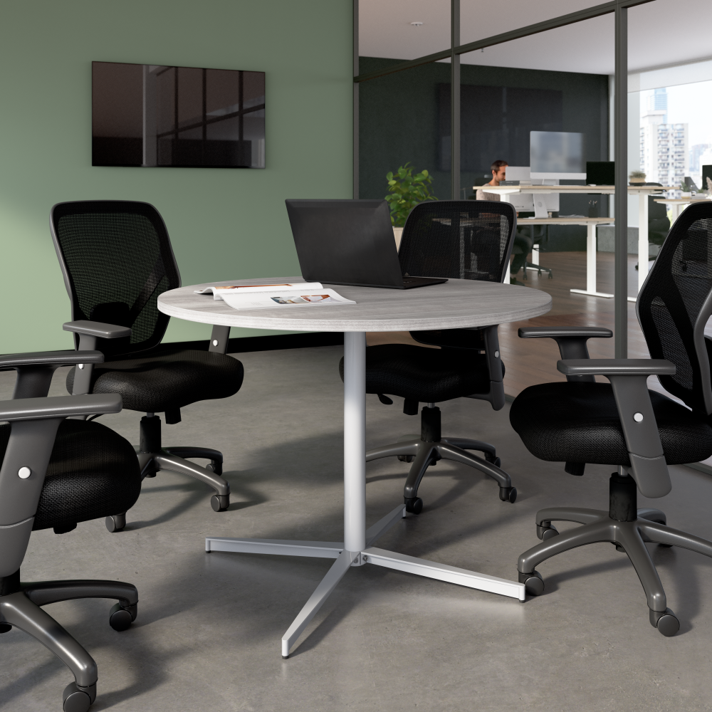 Shop Bush Business Furniture 42-inch Round Conference Table with Metal Base, Image 02, 99XTB42RPG, #color_platinum gray/cool gray metallic