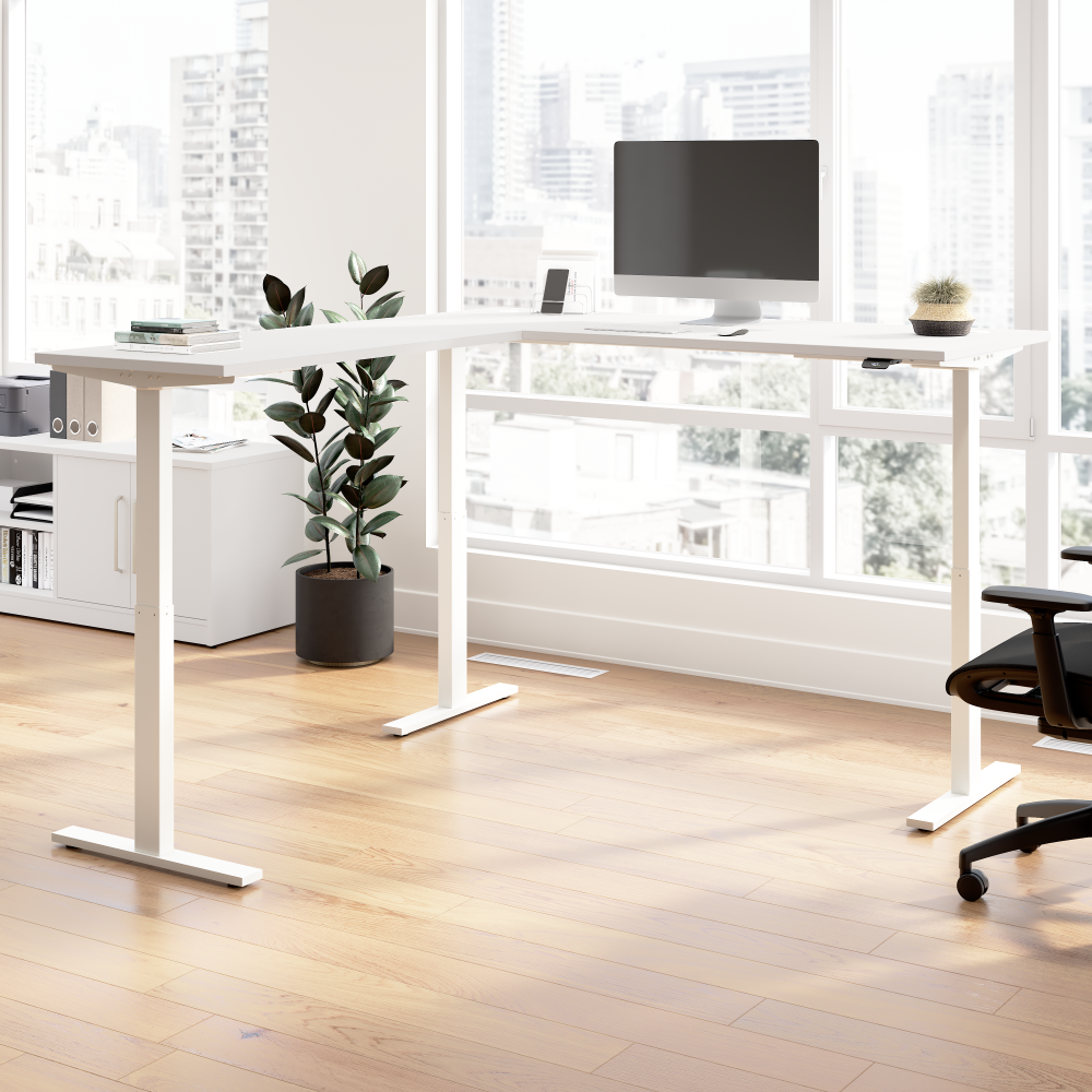 Shop Bush Business Furniture Move 60 Series 72W Height Adjustable L Shaped Standing Desk, Image 02, M6SL7278WHWK, #color_white/white powder coat