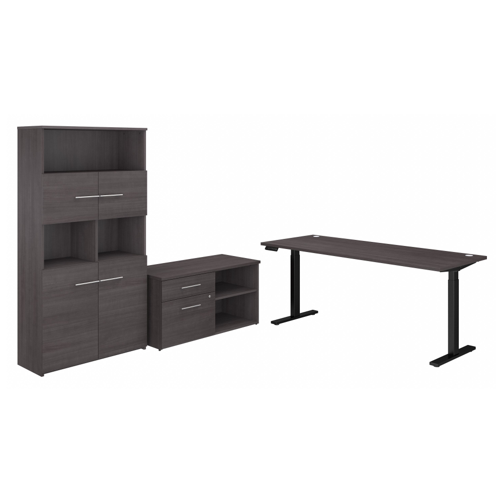 Shop Bush Business Furniture Office 500 72W Height Adjustable Standing Desk with Storage and Bookcase, Image 01, OF5006SGSU, #color_storm gray