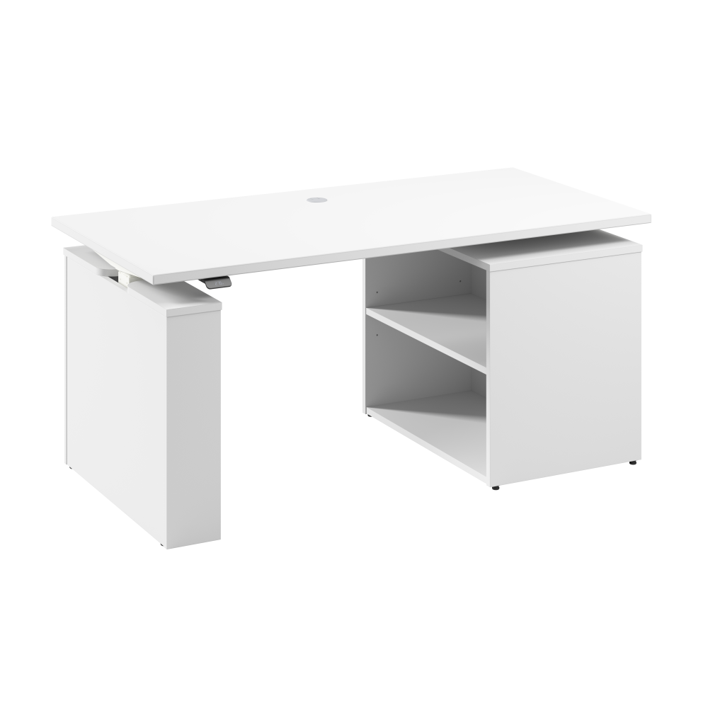 Shop Bush Business Furniture Stratus 60W x 30D Electric Height Adjustable Standing Desk with Bookcase, Image 01, SUT005WH, #color_white
