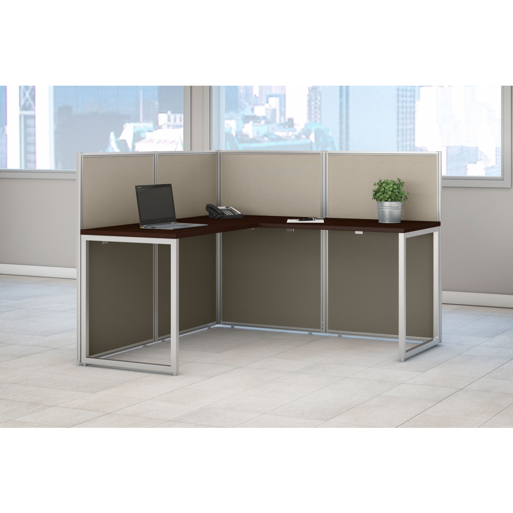Shop Bush Business Furniture Easy Office 60W L Shaped Cubicle Desk Workstation with 45H Panels, Image 02, EOD360MR-03K, #color_mocha cherry