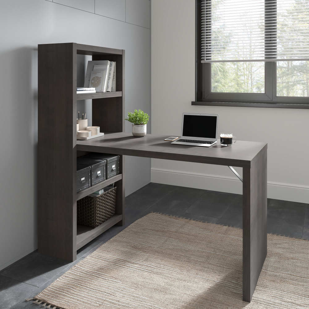 Shop Bush Business Furniture Echo 56W Bookcase Desk, Image 02, KI60307-03, #color_charcoal maple