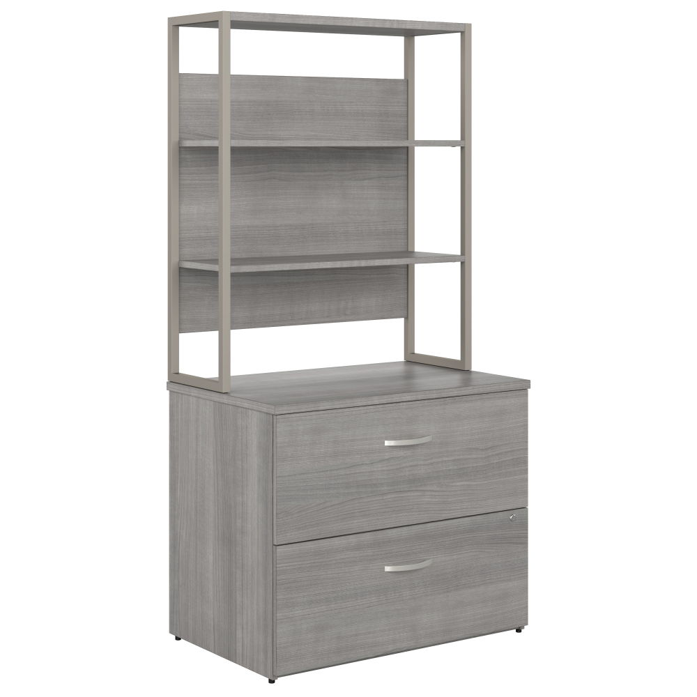 Shop Bush Business Furniture Hybrid 2 Drawer Lateral File Cabinet with Shelves, Image 01, HYB018PGSU, #color_platinum gray