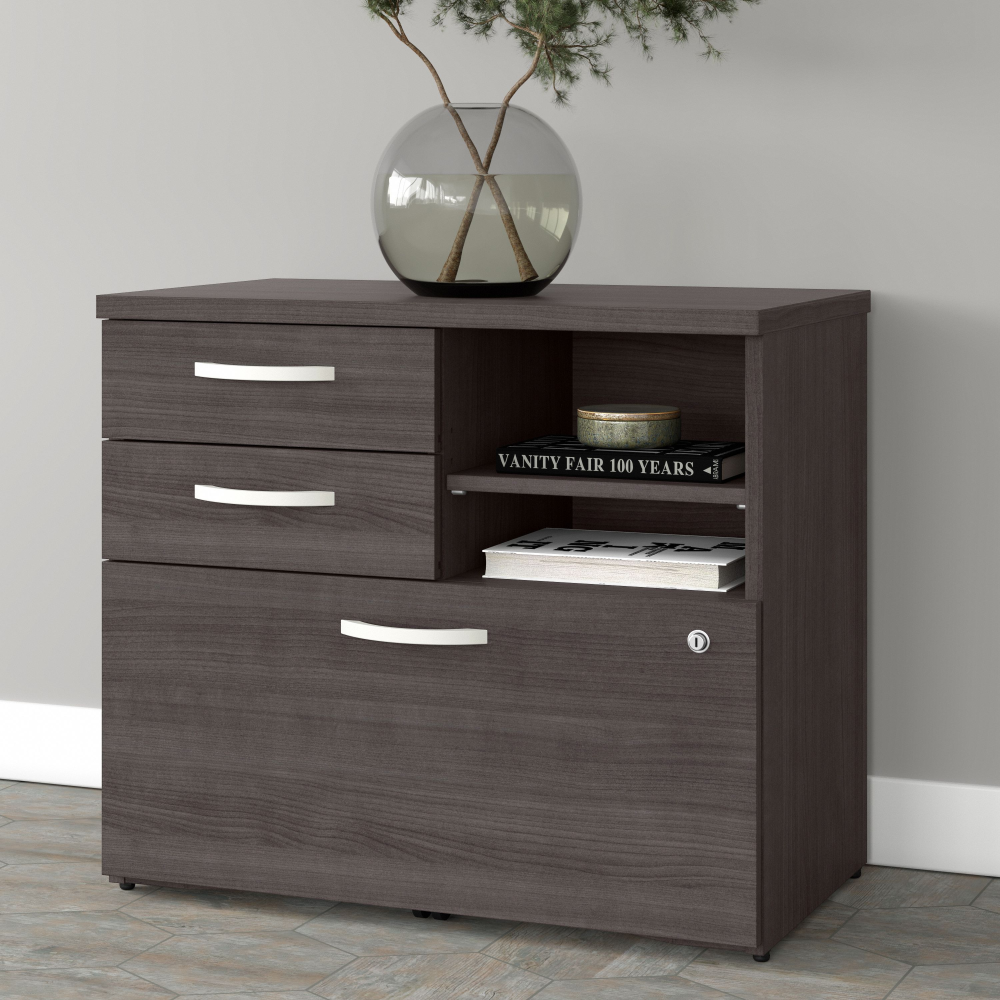 Shop Bush Business Furniture Studio A Office Storage Cabinet with Drawers and Shelves, Image 02, SDF130SGSU-Z, #color_storm gray