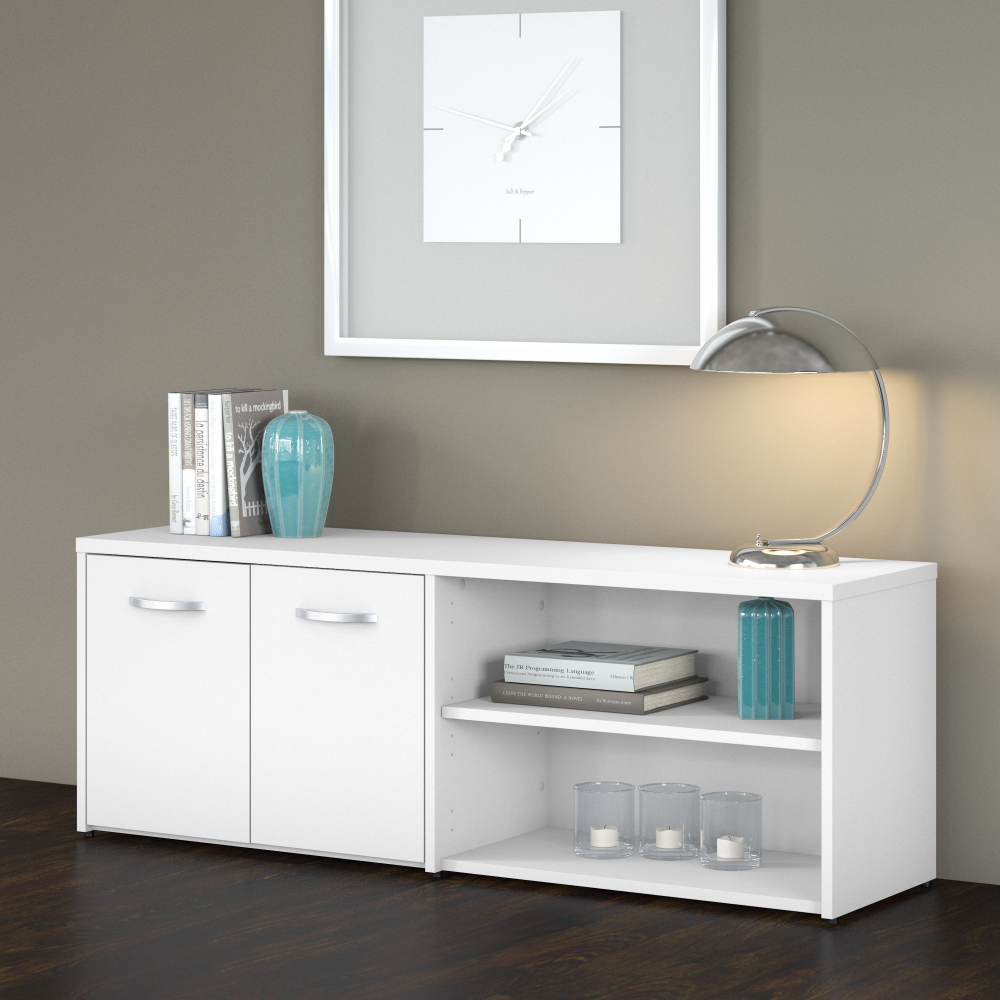 Shop Bush Business Furniture Studio C Low Storage Cabinet with Doors and Shelves, Image 02, SCS160WH, #color_white