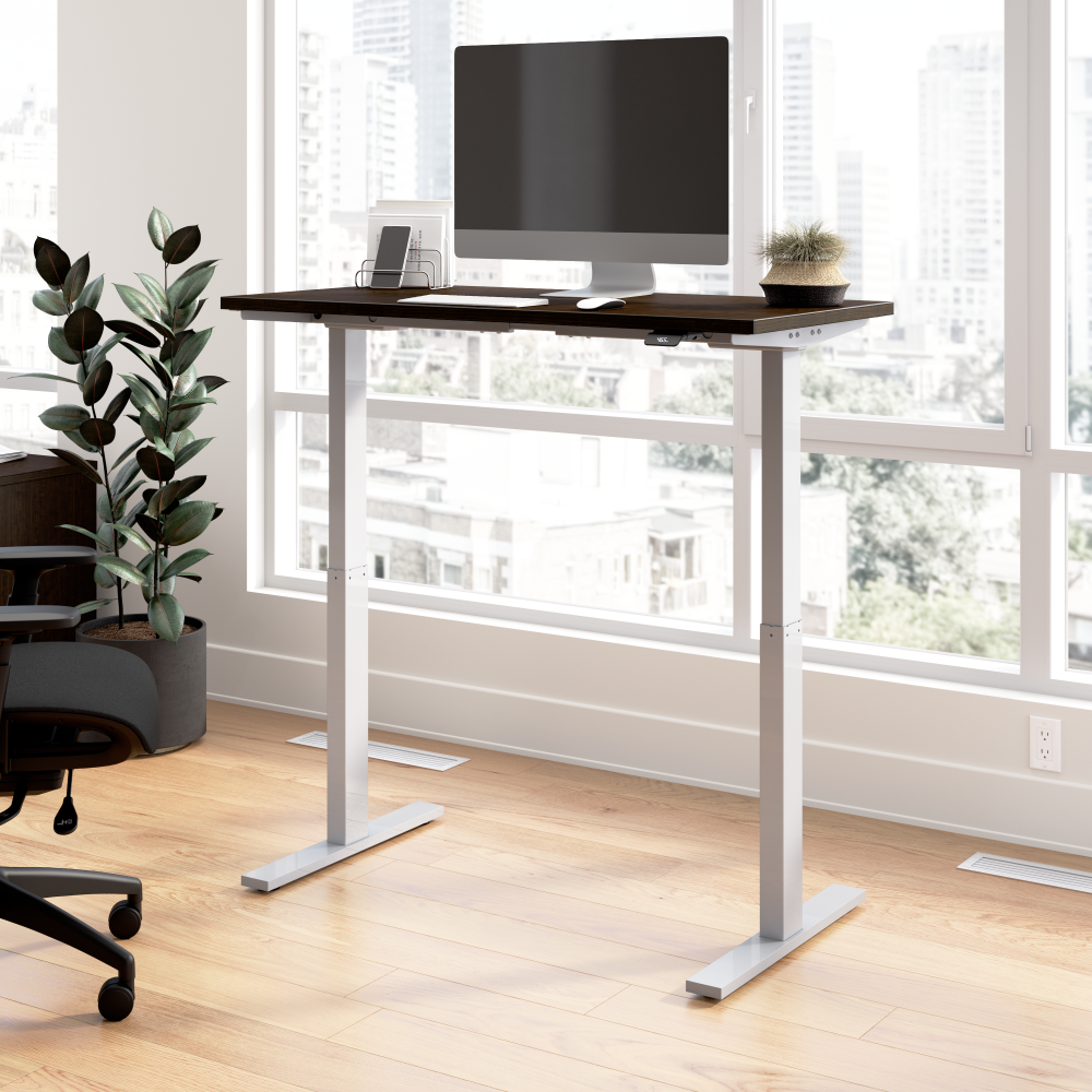 Shop Bush Business Furniture Move 60 Series 48W x 24D Electric Height Adjustable Standing Desk, Image 02, M6S4824MRSK, #color_mocha cherry/cool gray metallic