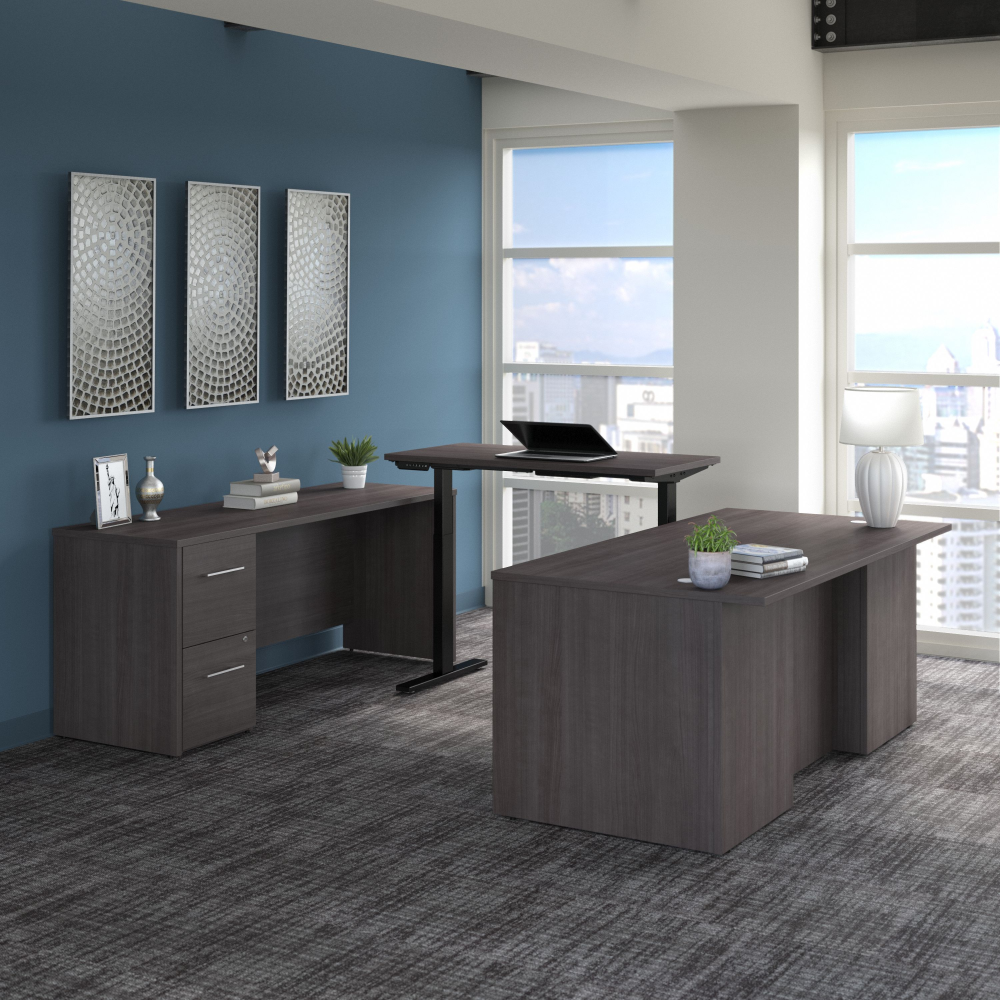 Shop Bush Business Furniture Office 500 72W Height Adjustable U Shaped Executive Desk with Drawers, Image 02, OF5005SGSU, #color_storm gray