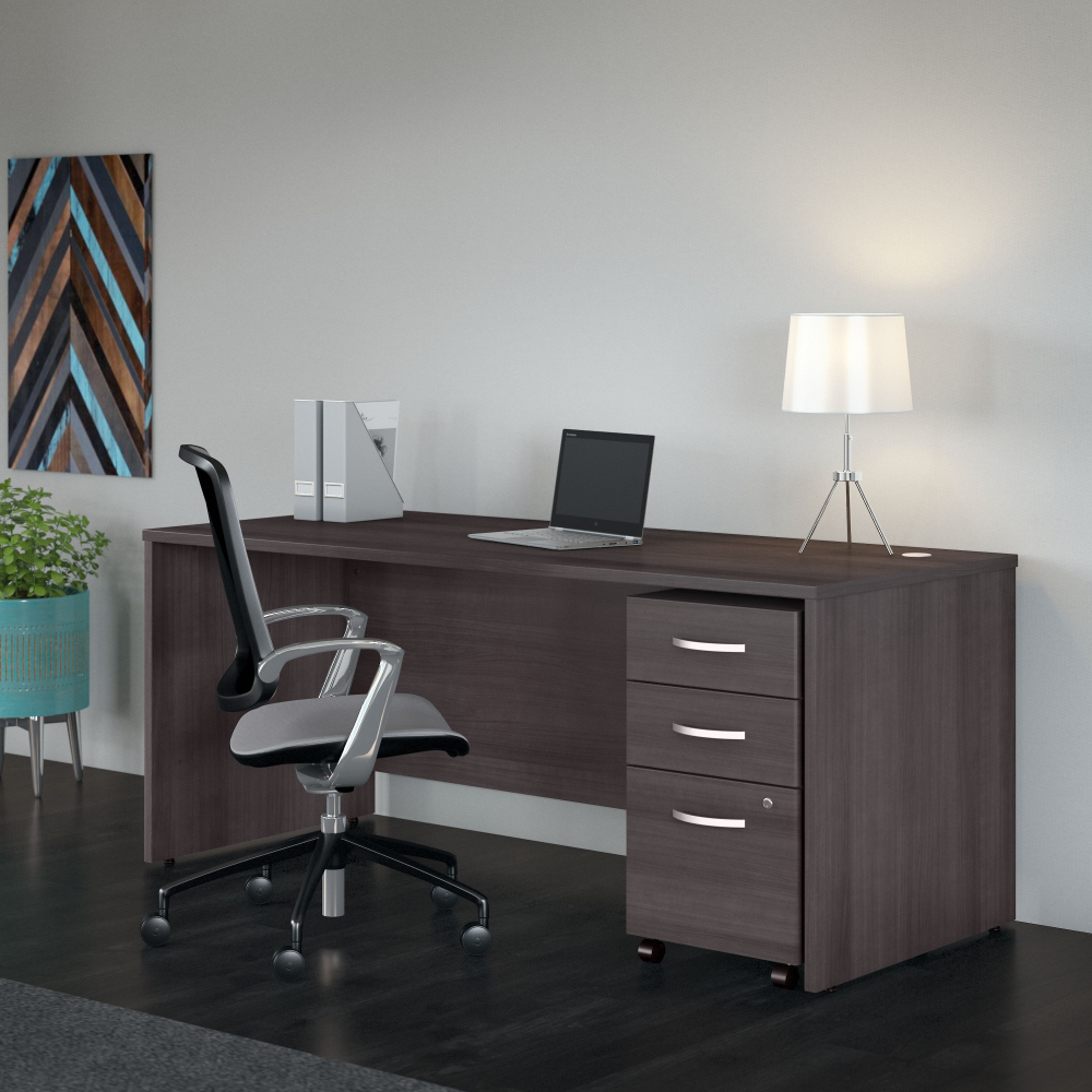 Shop Bush Business Furniture Studio C 72W x 30D Office Desk with Mobile File Cabinet, Image 02, STC013SGSU, #color_storm gray