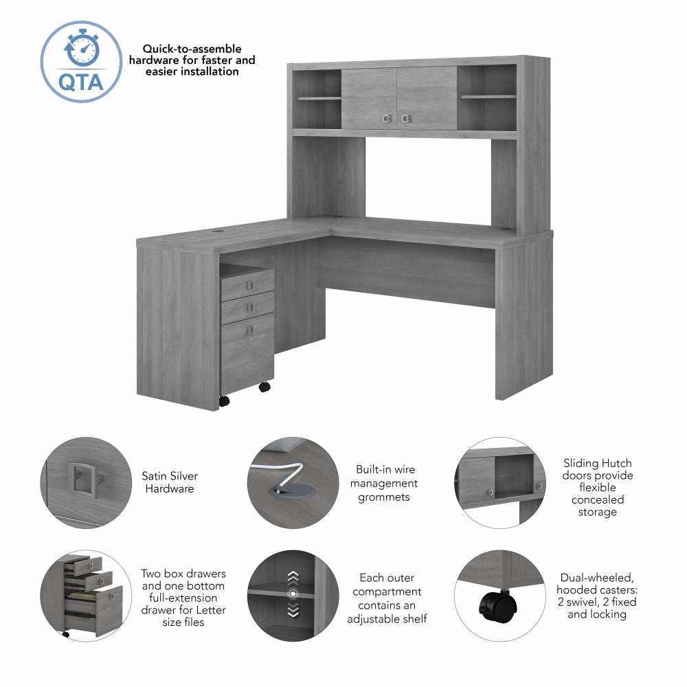 Shop Bush Business Furniture Echo L Shaped Desk with Hutch and Mobile File Cabinet, Image 07, ECH009MG, #color_modern gray