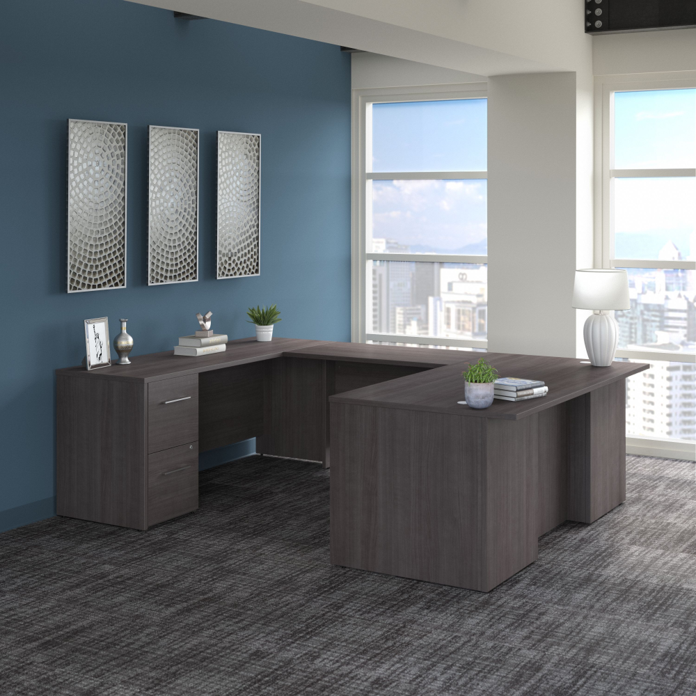 Shop Bush Business Furniture Office 500 72W U Shaped Executive Desk with Drawers, Image 02, OF5002SGSU, #color_storm gray