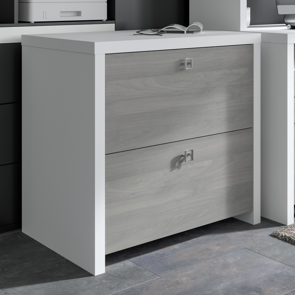 Shop Bush Business Furniture Echo 2 Drawer Lateral File Cabinet, Image 02, KI60502-03, #color_pure white/modern gray