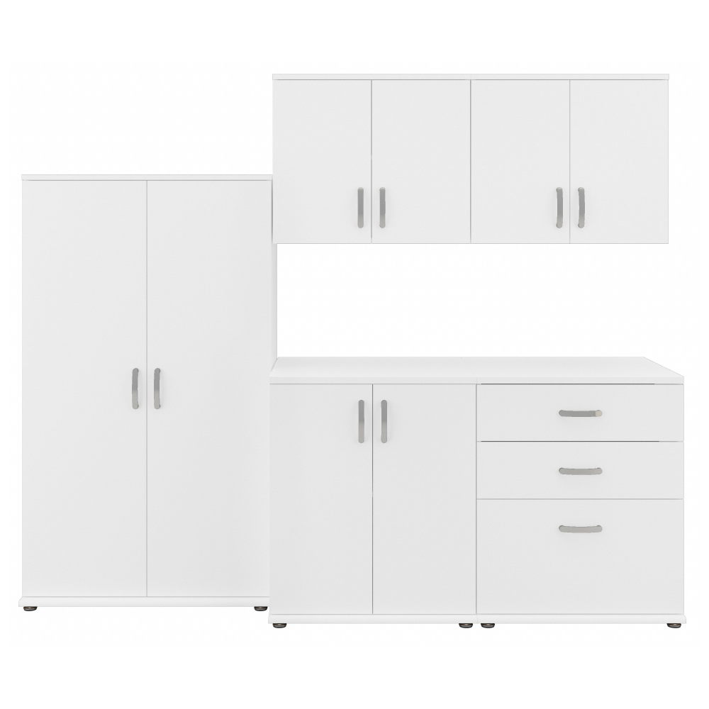 Shop Bush Business Furniture Universal 92W 5 Piece Modular Storage Set with Floor and Wall Cabinets, Image 01, UNS003WH, #color_white