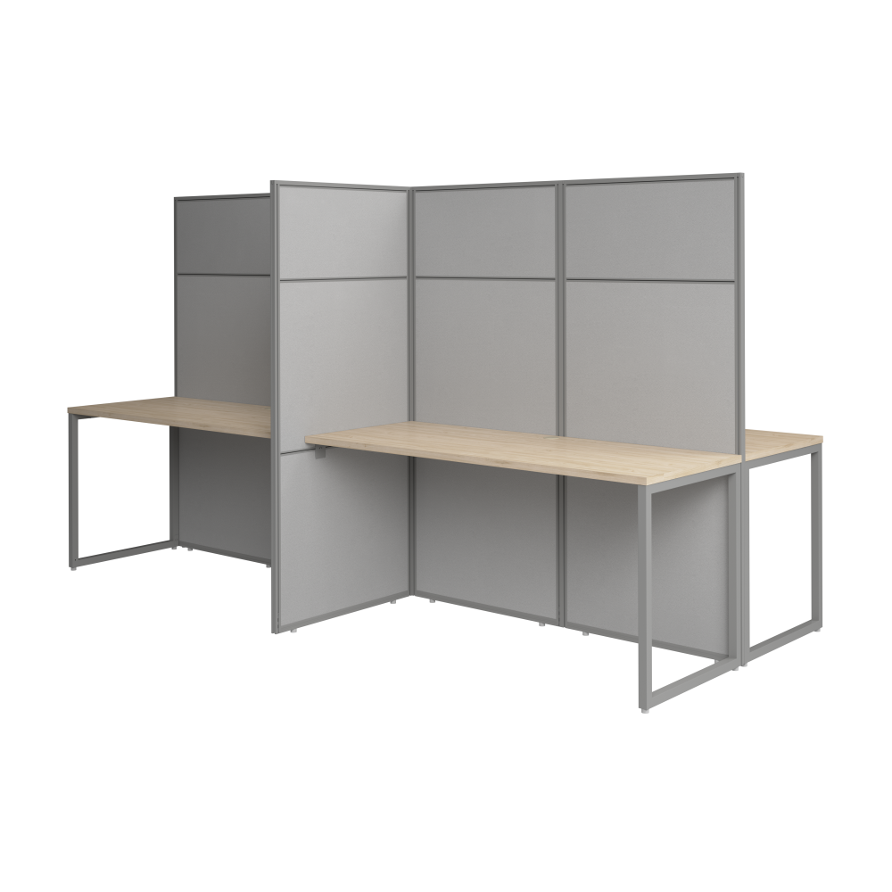 Shop Bush Business Furniture Easy Office 60-inch 4 Person Cubicle Desk with Tall Panels, Image 01, EODH660NE-03K, #color_natural elm/silver gray fabric