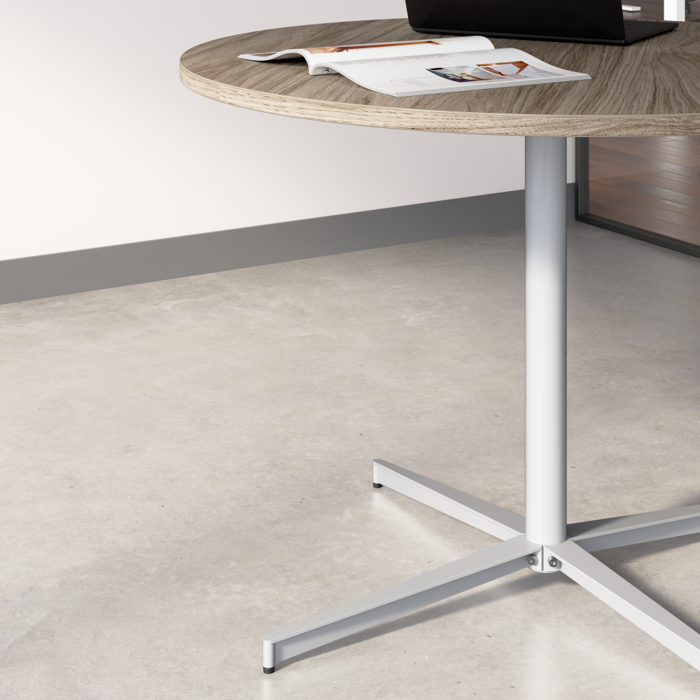 Shop Bush Business Furniture 42-inch Round Conference Table with Metal Base, Image 04, 99XTB42RMH, #color_modern hickory/cool gray metallic