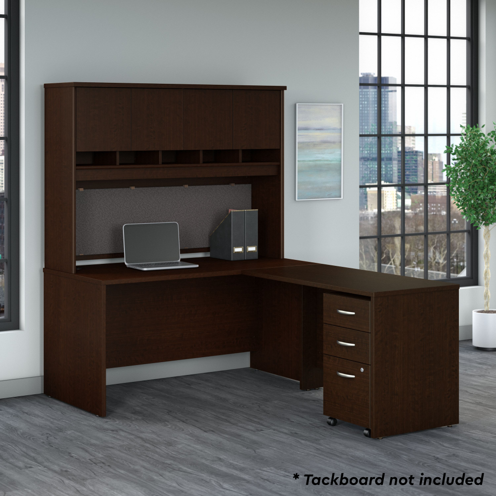 Shop Bush Business Furniture Series C 60W L Shaped Desk with Hutch and Mobile File Cabinet, Image 02, SRC147MRSU, #color_mocha cherry