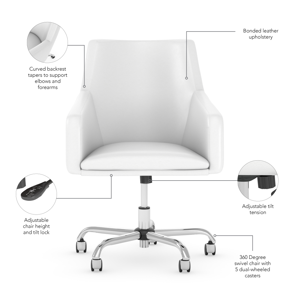 Shop Bush Business Furniture London Mid Back Leather Box Chair, Image 07, CH2401WHL-03, #color_white leather