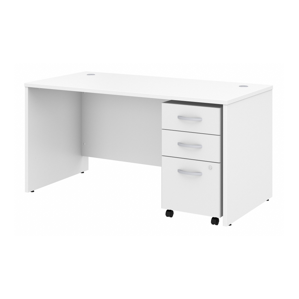 Shop Bush Business Furniture Studio C 60W x 30D Office Desk with Mobile File Cabinet, Image 01, STC014WHSU, #color_white