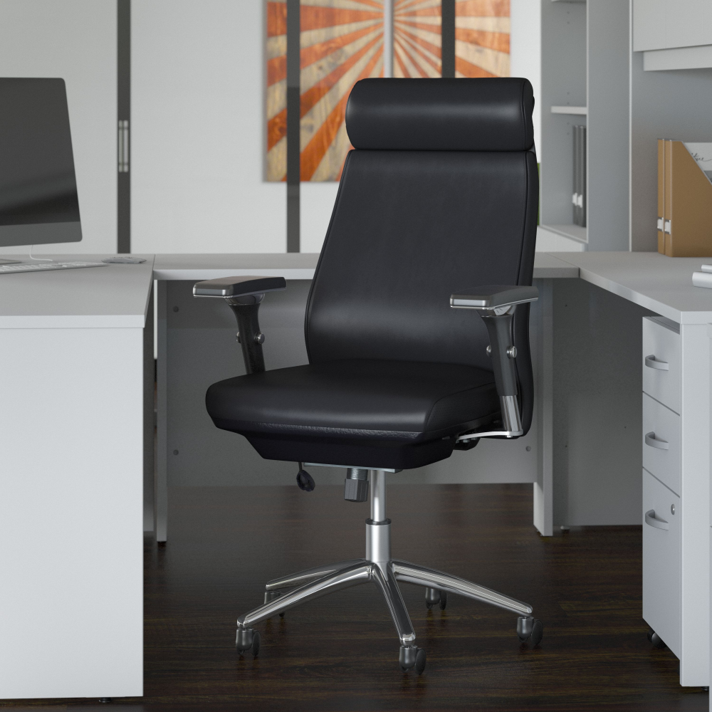 Shop Bush Business Furniture Metropolis High Back Leather Executive Office Chair, Image 02, CH1601BLL-03, #color_black leather