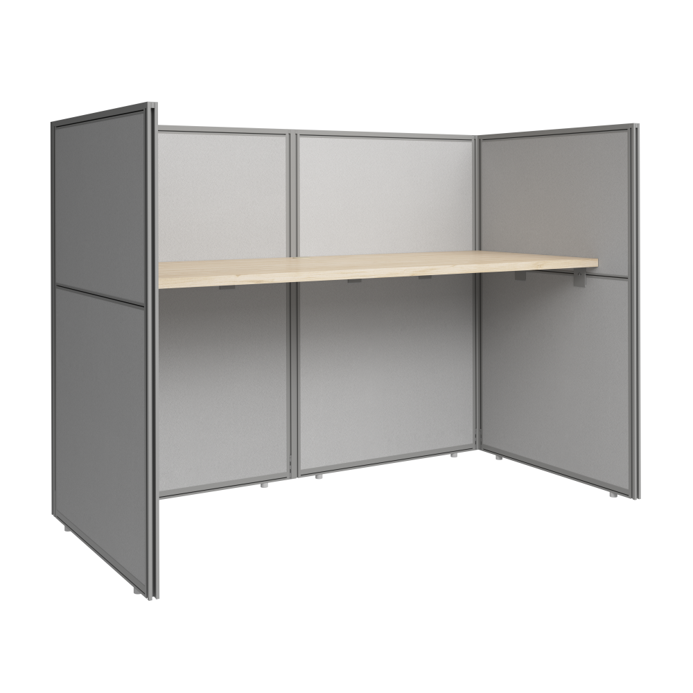 Shop Bush Business Furniture Easy Office 60-inch Cubicle Desk with Low Panels, Image 01, EOD260NE-03K, #color_natural elm/silver gray fabric